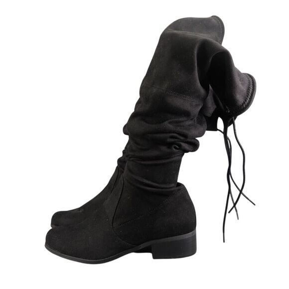 Charles David Shoes Women 7 Boots Fashion Over The Knee Gammon Pull On Tie Black - Picture 6 of 16